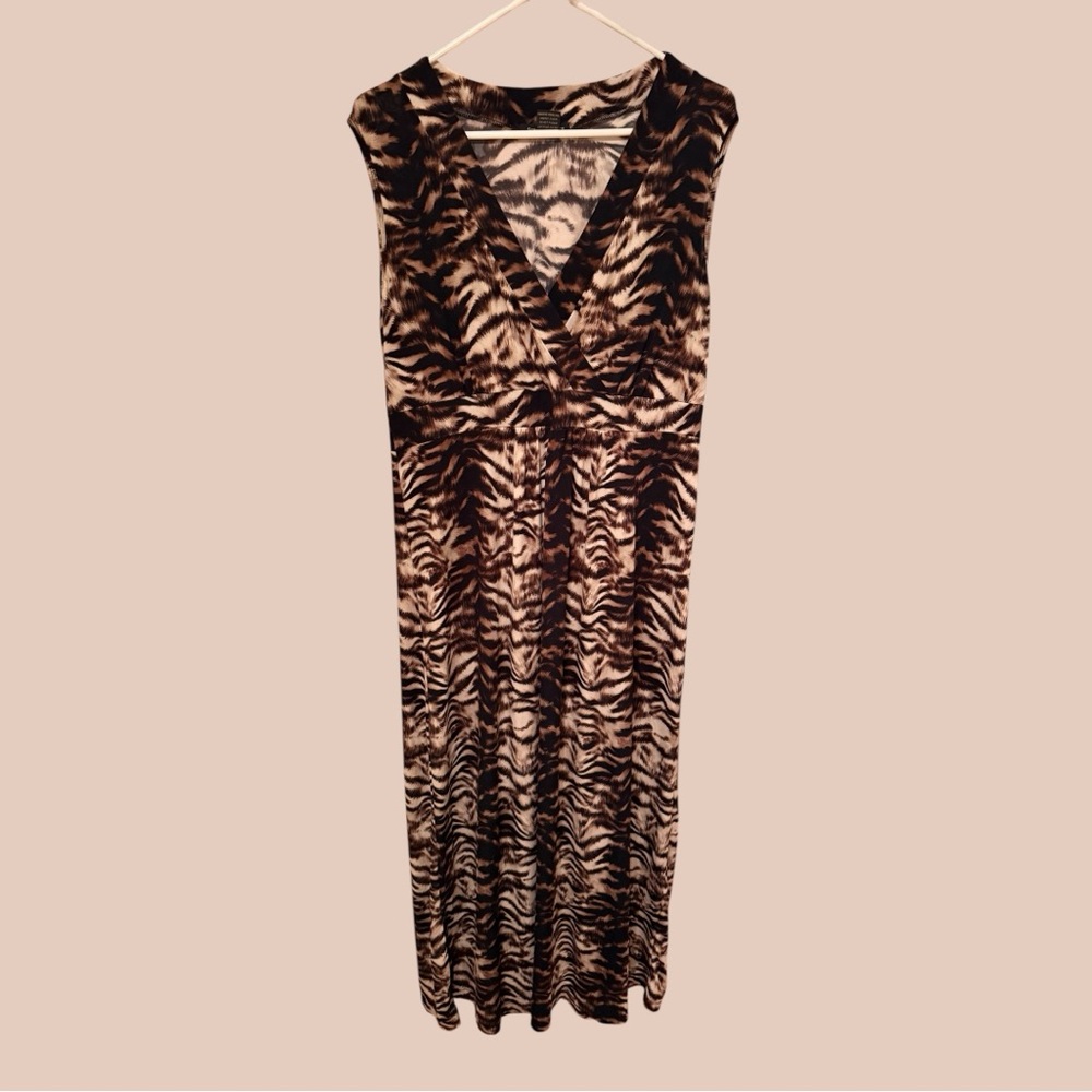 Susan Lawrence Zebra Print Midi Dress - Brown and Black